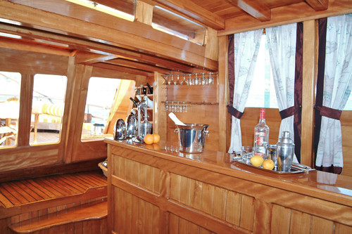 Bar on board the Luxury M/S Myra Yacht