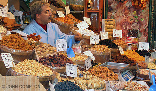 Nuts and fruit in Istanbul. Photo by John Compton.