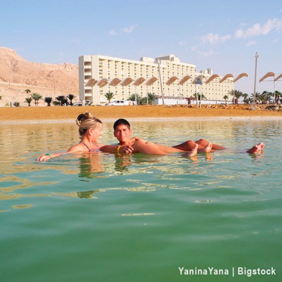 Floating in the Dead Sea.