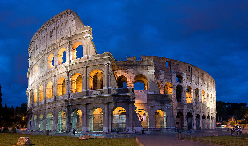 Colosseum at dusk.