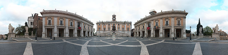 panoramic view of Piazza del Campidoglio, Rome.